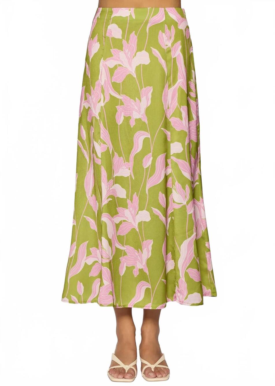 NEW LOST + WANDER flora alcazar maxi skirt in green